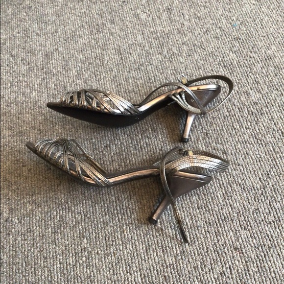Zara Silver Heeled Dress Shoes Size 38 - Picture 4 of 6